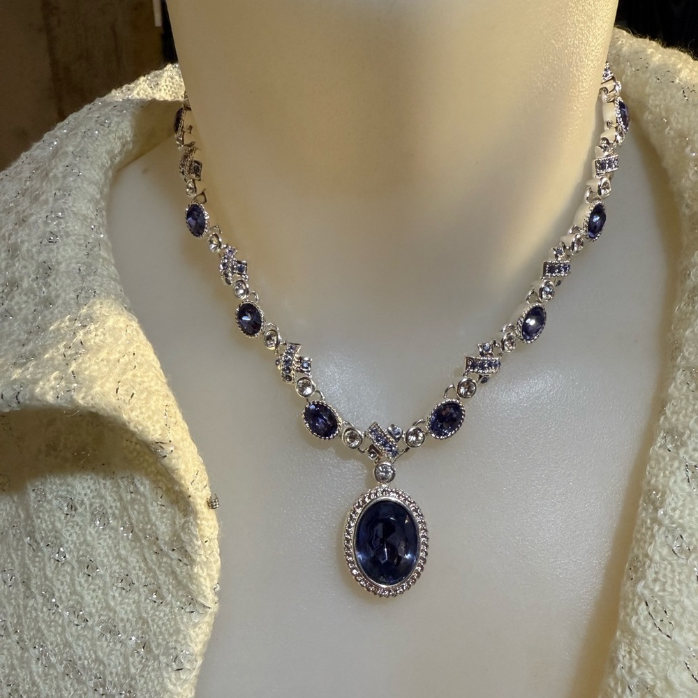 Vintage Monet Amethyst And Silver Necklace